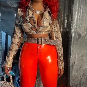 SHEIN- snakeskin print single zipper jacket